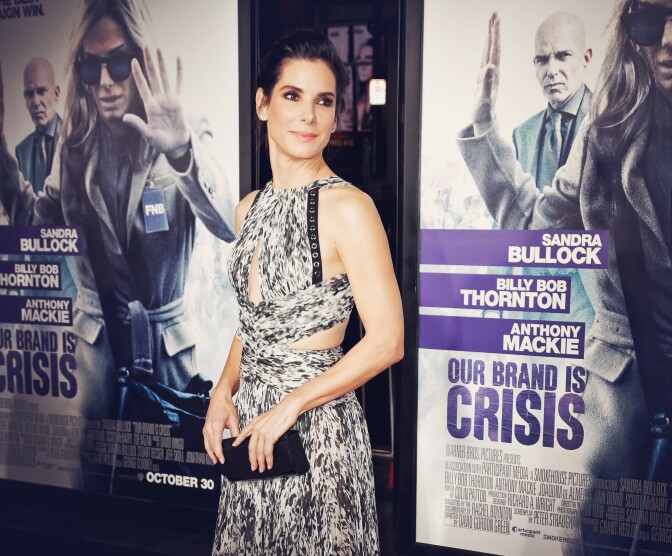Actress Sandra Bullock attends the premiere of Warner Bros. Pictures' 'Our Brand Is Crisis' at TCL Chinese Theatre on October 26, 2015 in Hollywood, California.