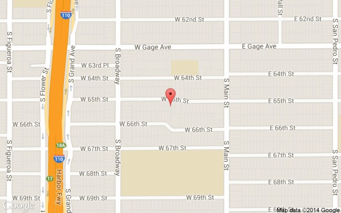 A map of the South Los Angeles location where the fatal police shooting occured.