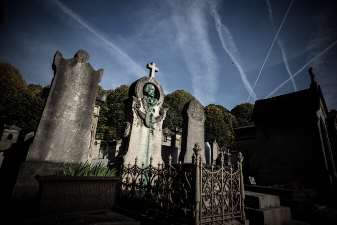 Graves at Pere Lachaise cemetery in Paris on All Saints Day, November 1, 2016.