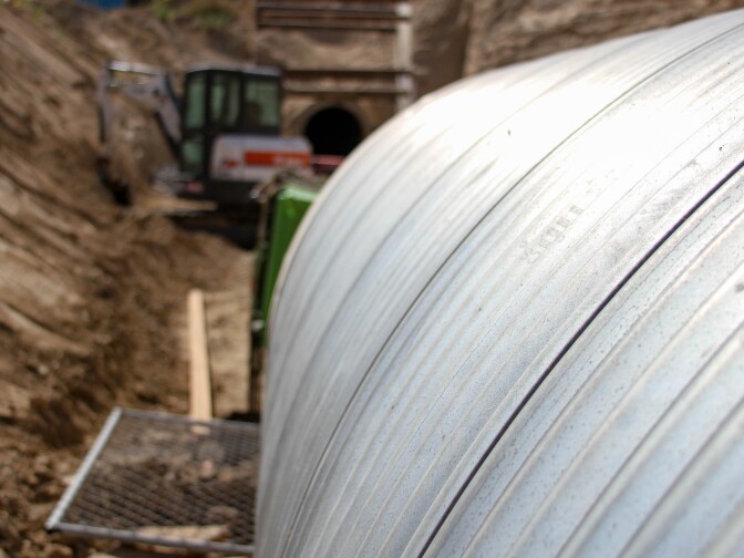 The Maclay Highline is undergoing repairs in Sylmar, California on July 19, 2017. This portion of the Los Angeles water control system will be used to control high water levels following a historic wet season.