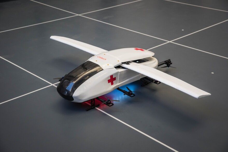 In its final form, this autonomous ambulance would be able to take off and land vertically and have a range of 15 miles, with a max speed of 150 miles per hour.