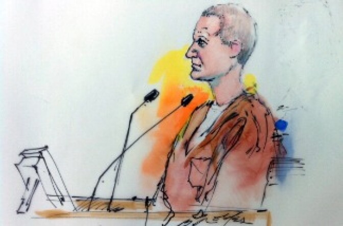 This courtroom drawing shows shooting suspect Jared Lee Loughner in court on January 10, 2011 in Tuscon, Arizona.