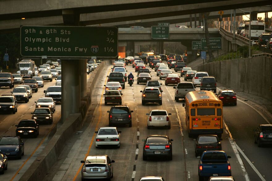 Drivers fill the 110 freeway during afternoon rush-hour on January 9, 2008 in Los Angeles, California. In a reversal of opinion held eight months ago, Los Angeles County transportation officials this week announced a controversial plan to set up rush-hour toll lanes on local freeways by spring 2009. Officials hope to win $648 million in federal grant moneys for the toll lanes and various transportation fixes after missing out on more than $1 billion in 2007 for not backing the conversions. The first phase will convert car pool lanes to toll lanes on 85 miles of the 110, 210, and 10 freeways. The second phase will add build on the 10 and 210, as well as the 60, east from Los Angeles to San Bernardino County line. Los Angeles has historically resisted toll roads, opting to use road taxes instead to maintain freeways and keep them available for drivers of all income levels.    