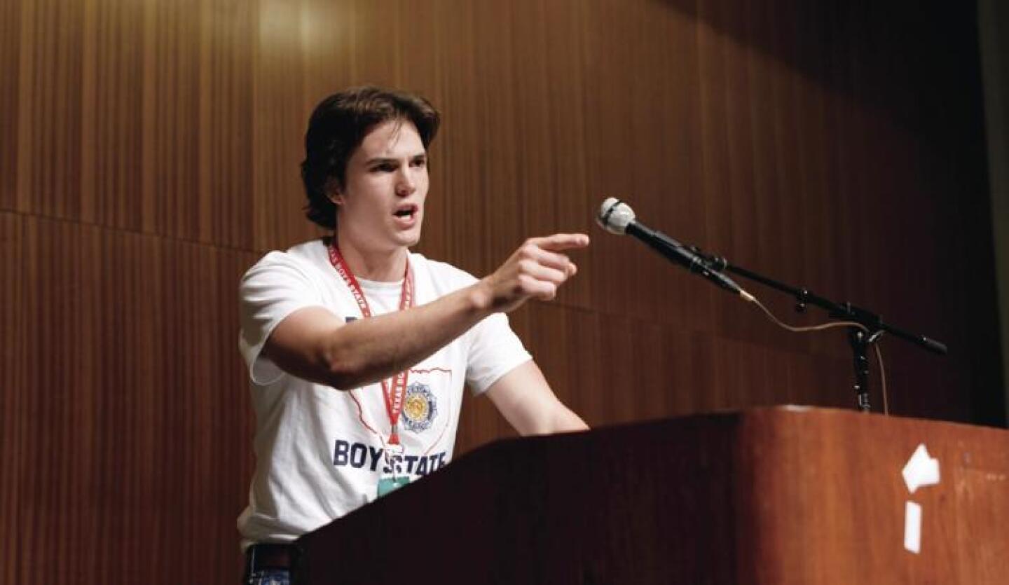 Texas Boys State participant Robert MacDougall in a scene from “Boys State.”
