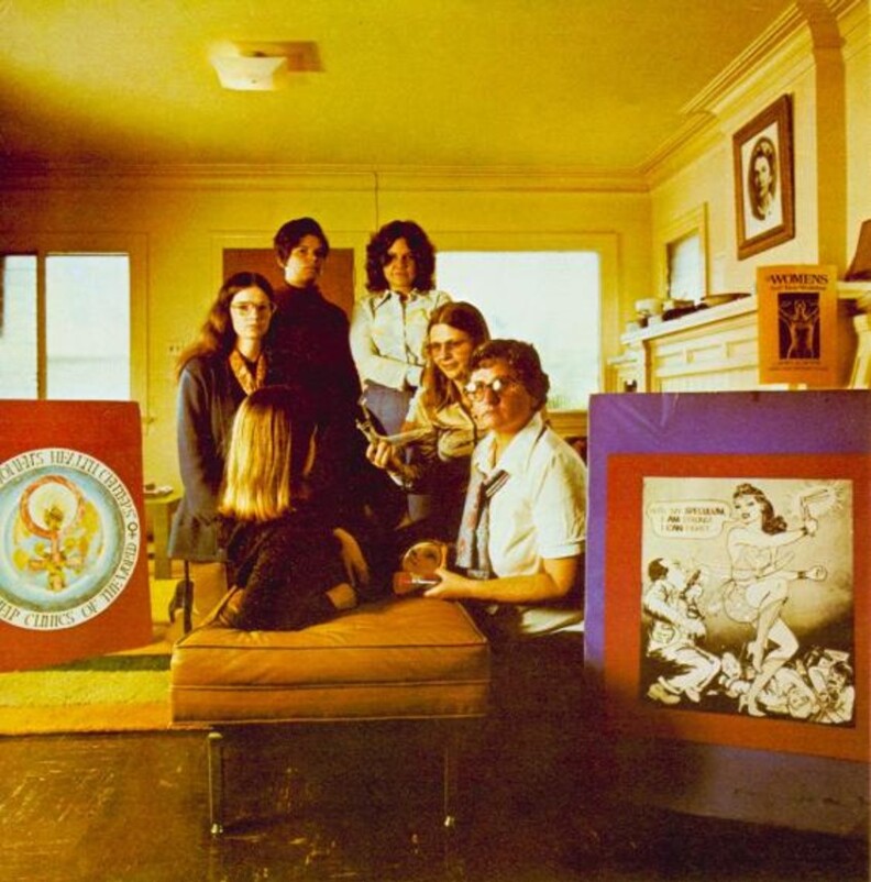 1976 LIFE Magazine Special Report, "Remarkable Women 1776-1976." L-R: Suzann Gage, Sherry Shiffer, Francie Hornstein, Carol Downer, Lorraine Rothman, & Lynn Heidelberg (lying-down)