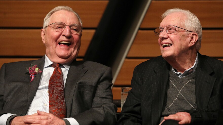 Former Vice President Walter Mondale and former President Jimmy Carter appeared together in 2018, marking Mondale's 90th birthday.