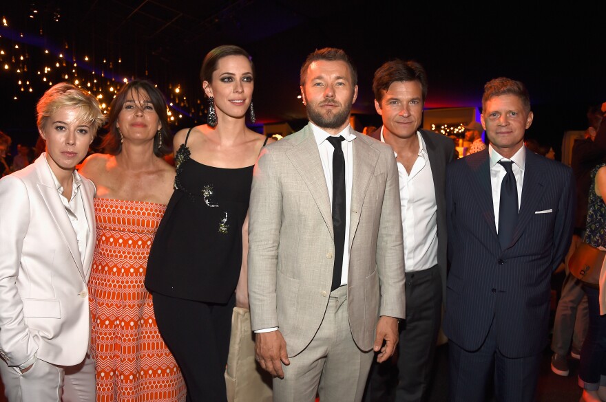 LOS ANGELES, CA - JULY 30:  (L-R) Producer Sophie Watts, Rebecca Yeldham, actress Rebecca Hall. actor/director Joel Edgerton, Jason Bateman and  Chairman and CEO of movie studio STX Entertainment. Robert Simonds attend STX Entertainment's "The Gift" Los Angeles Premiere  on July 30, 2015 in Los Angeles, California.  (Photo by Frazer Harrison/Getty Images)