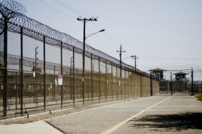 The California Institution for Men prison fence is seen in Chino, California. 