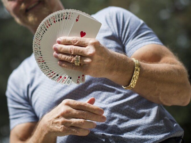 Turner says that losing his sight is what drove him to become such a skilled card performer.