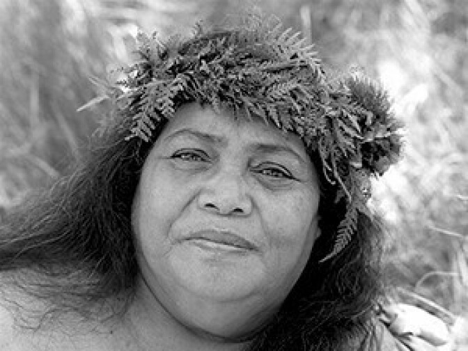 Aunty Edith Kanakaʻole in 1977. An artist used this photo to draw Aunty Edith's image on the quarter.