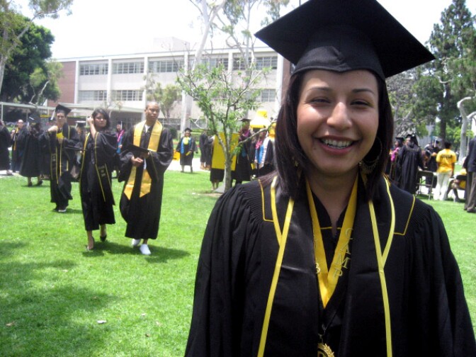 Adriana Gallardo-Martinez graduates from Cal State Long Beach with a Political Science degree and a one year tour of duty in Iraq.