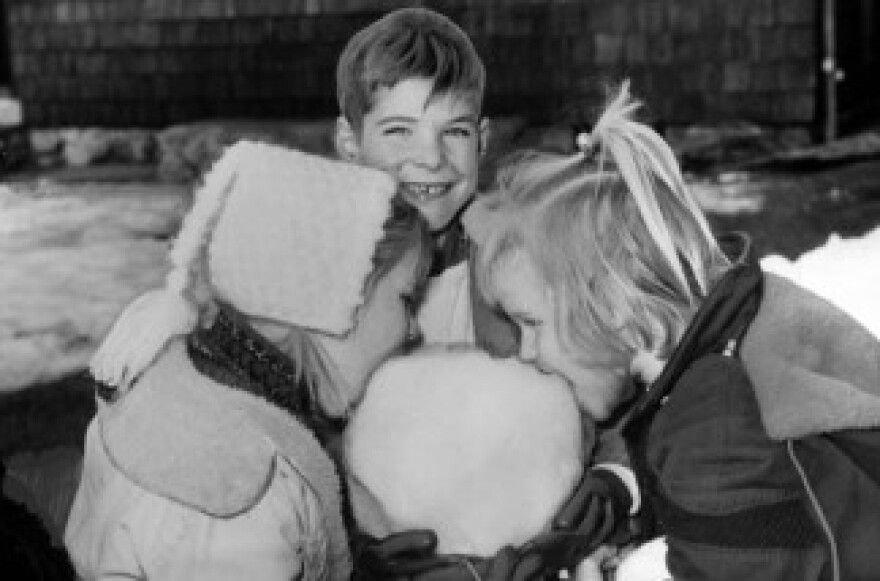 Kristen Wheatley (left), Jeff Reichmann and Gale Borden sample a giant snow cone on March 3, 1964 at their school. 
