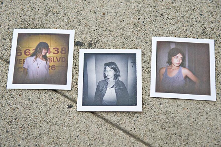 Theresa Wayman, Emily Kokal & Jennifer Lindberg from Warpaint outside Spaceland, 8/9/09 (Holga Polaroids by Renard Garr)