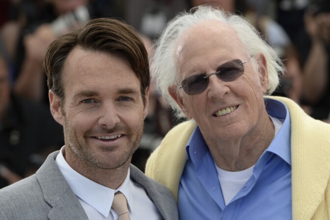 Will Forte (L) and Bruce Dern pose on May 23, 2013 during a photocall for the film 'Nebraska' presented in Competition at the 66th edition of the Cannes Film Festival in Cannes.