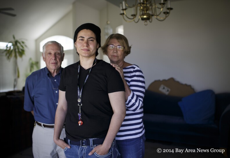 Psychiatrist Dr. Edmund Levin, left, and psychologist Nancy Silliphant Forster, right, had a meeting arranged by the Bay Area News Group with former patient Yolanda Vasquez, in Fresno, Calif., in May  2014. They discussed the experiment that tapered Yolanda off psychotropic medications when she was a foster child.
