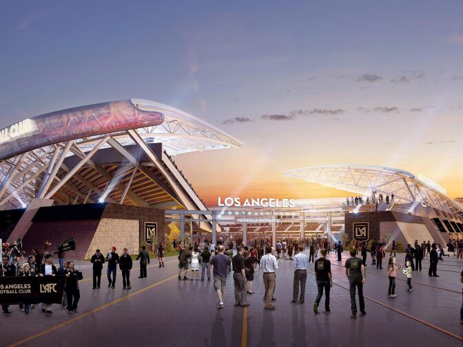A rendering of the Banc of California Stadium under construction at Exposition Park, and expected to open in 2018. The stadium will house the Los Angeles Football Club. 