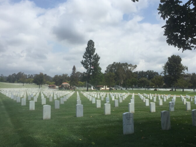 The northern half of Los Angeles National Cemetery in Westwood.
