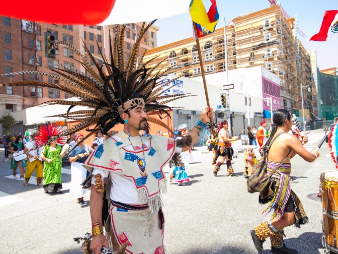 May Day march in downtown Los Angeles, Calif. on May 1, 2016.