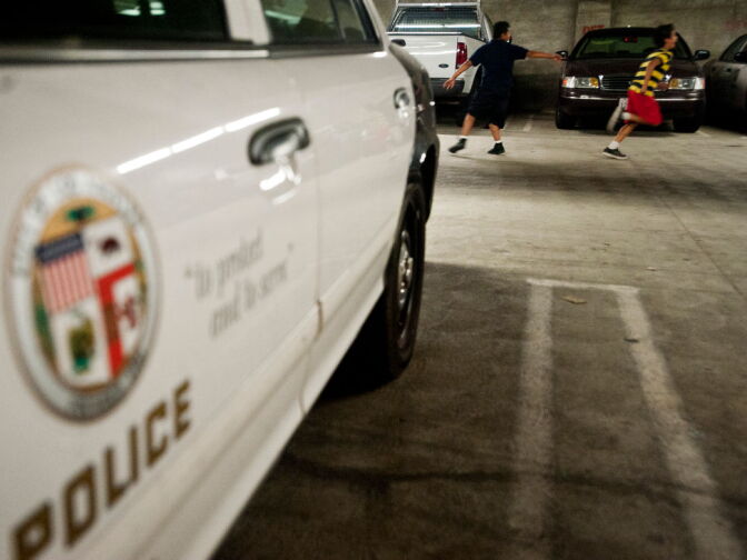 The underground garage is also used for the boxing and martial arts classes. Anyone can volunteer with the LAPD Newton PAL program.