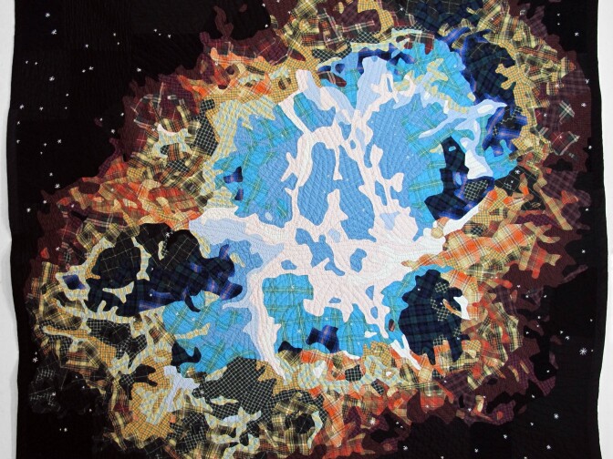 Jimmy McBride, M1 V2 (The Crab Nebula), 2011, hand-and-machine-quilted with hand embroidery, 87” x 78”. Courtesy of the artist.                