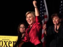 U.S. Sen. Barbara Boxer (D-CA) attends a post election party November 2, 2010 in Hollywood, California. U.S. Sen. Barbara Boxer (D-CA) won a tight Senate race in California against Republican senatorial candidate and former head of Hewlett-Packard Carly Fiorina, while California Attorney General and Democratic candidate Jerry Brown is leading Former eBay CEO and Republican candidate Meg Whitman for the Governor's seat.