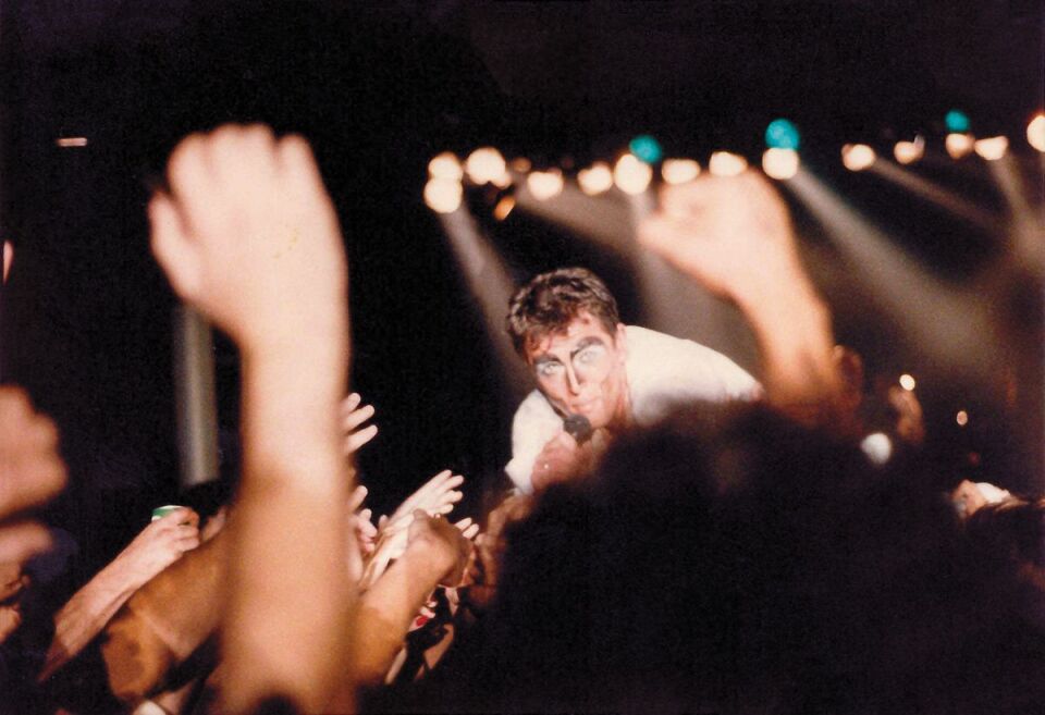 Peter Gabriel on tour in 1984.