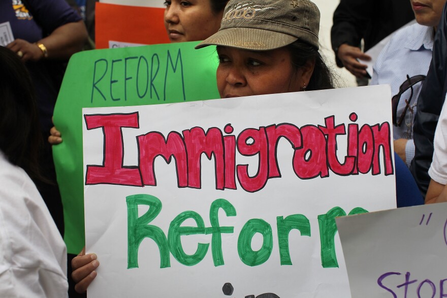A protestor's sign at an immigration rally. 