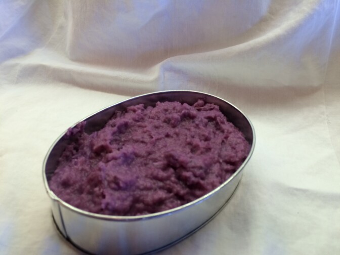 The finished ube halaya, or purple jam, a traditional Filipino dish that's popular during the Christmas and New Year's holidays.
