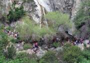 The hike to Fish Canyon Falls is a popular destination in the San Gabriel Mountains. The trailhead is accessible by shuttle from the Gold Line station in Duarte Saturdays through the end of June.