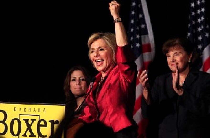 U.S. Sen. Barbara Boxer (D-CA) gives a victory speech on November 2, 2010 in Hollywood, California.