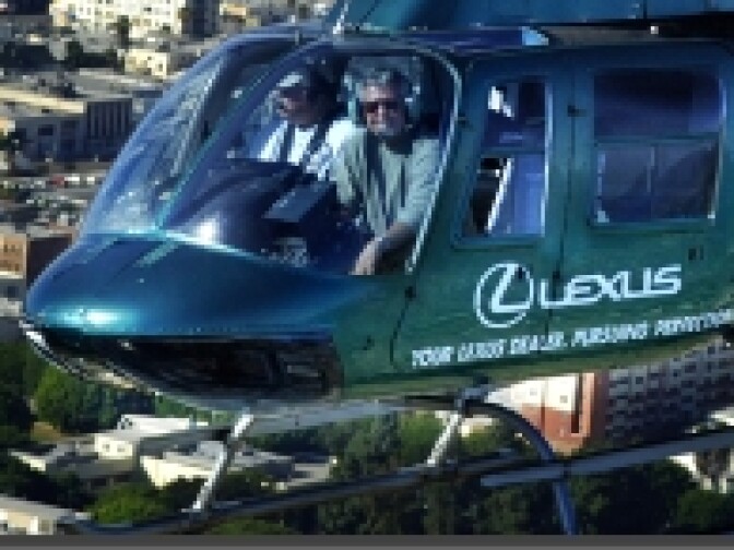 KNX's Jeff Baugh on the job.