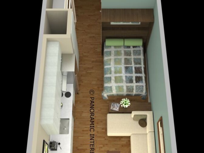 Rendering of the Smartspace Soma interior of Queen room.