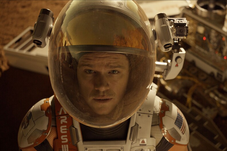 Astronaut Mark Watney (Matt Damon) finds himself stranded and alone on Mars, in "The Martian."
