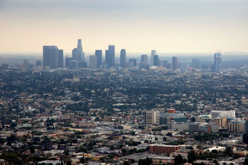 Normally, May is hotter than April, April hotter than March, but in many locations around Southern California, we had a cooling trend the deeper we got into spring this year. (Stock photo: The Los Angeles skyline is shown during "June gloom.")