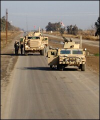The scene on Highway 1, as the National Guard patrol   makes its way.