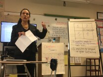 Lisa Alva, a teacher at Bravo Medical Magnet High School in the L.A. Unified School District, leads her last lessons of the school year before finals on Fri., June 1, 2017.