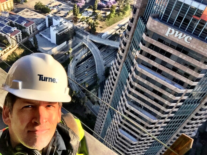 Off-Ramp host John Rabe on the 69th floor of the Wilshire Grand in Downtown Los Angeles