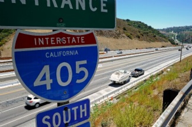 Light traffic flows on the Interstate 405 after it re-opened ahead of schedule following the10 mile shutdown of the nation's busiest freeway for bridge work the Mulholland bridge on July 17, 2011 in Los Angeles, California.
