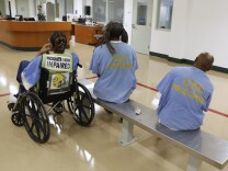 Inmates await treatment at the new mental health treatment unit at the California Medical Facility in Vacaville, Calif., Thursday, Feb. 14, 2013.  The  $24 million treatment center for mentally ill inmates opened on Thursday as state corrections officials used the occasion to push for ending federal oversight of that aspect of prison operations. The 44,000-square-foot building includes rooms where inmates will undergo individual, group and recreational outpatient therapy. It will be used to treat inmates who are seriously mentally ill but are able to function without around-the-clock care.