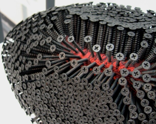 Pump, 2007-2010; Horse respirator, football, and drywall screws.