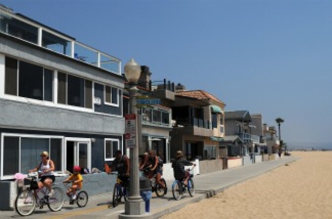 View of Balboa beach one of the popular beaches of Newport Beach, California.