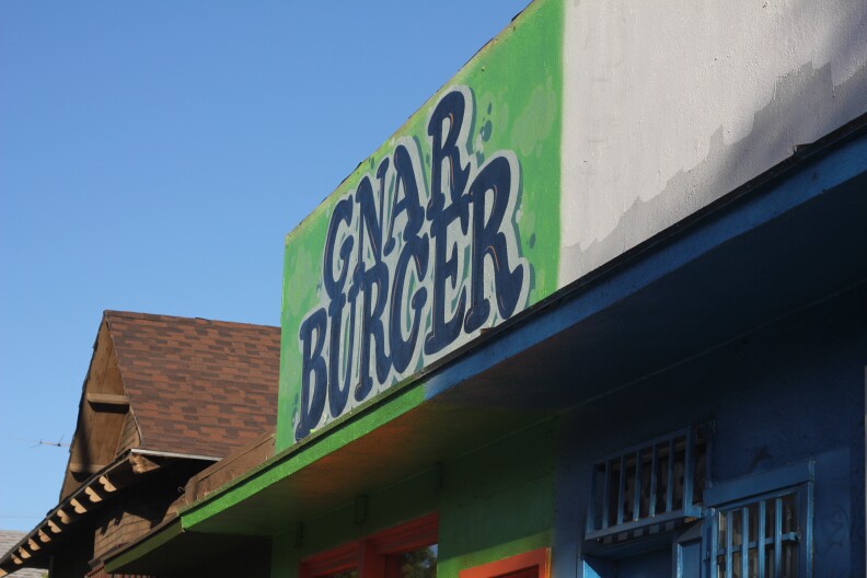 Signage at Gnarburger in LA's Cypress Park neighborhood. 