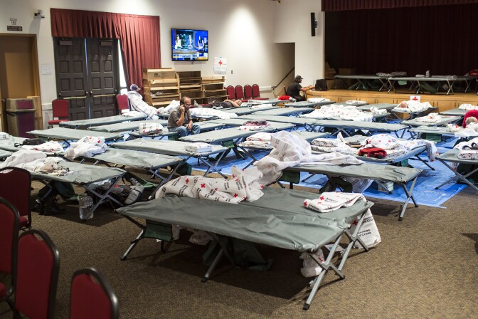 Residents stay at an evacuation center inside the Duarte Community Center during the San Gabriel Complex fire on Tuesday, June 21, 2016. About 30 people stayed on Monday night and more are expected to stay tonight.