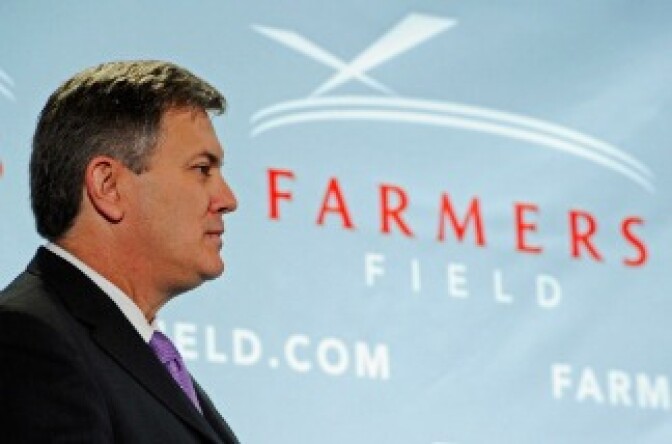 Tim Leiweke, President and CEO of AEG, during an event announcing naming rights for the new football stadium Farmers Field at Los Angeles Convention Center. 