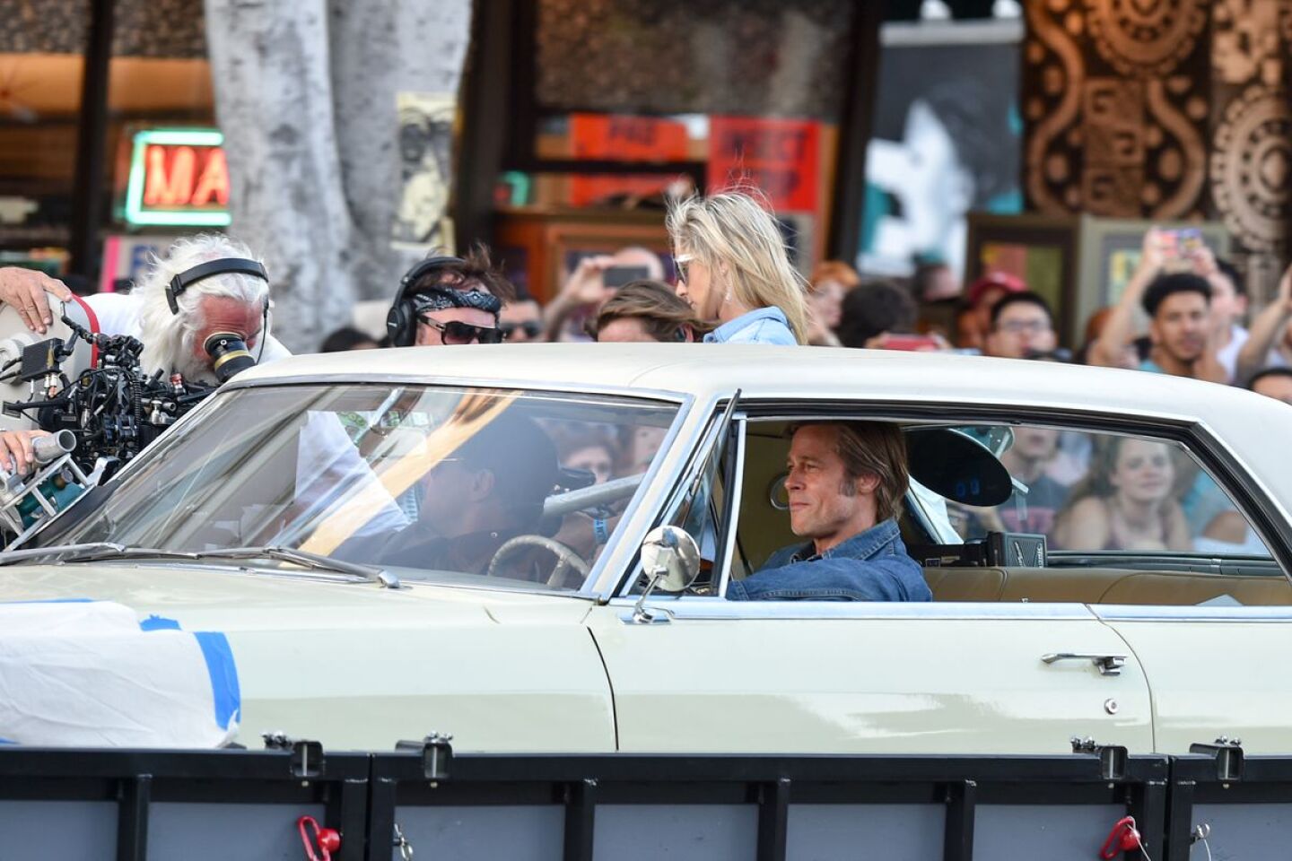 Cinematographer Robert Richardson shoots a scene from "Once Upon a Time In Hollywood."