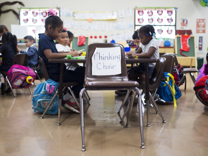 A "thinking chair" is one method used in teacher Cherie Wood's kindergarten classroom at Willard Elementary School in Pasadena.