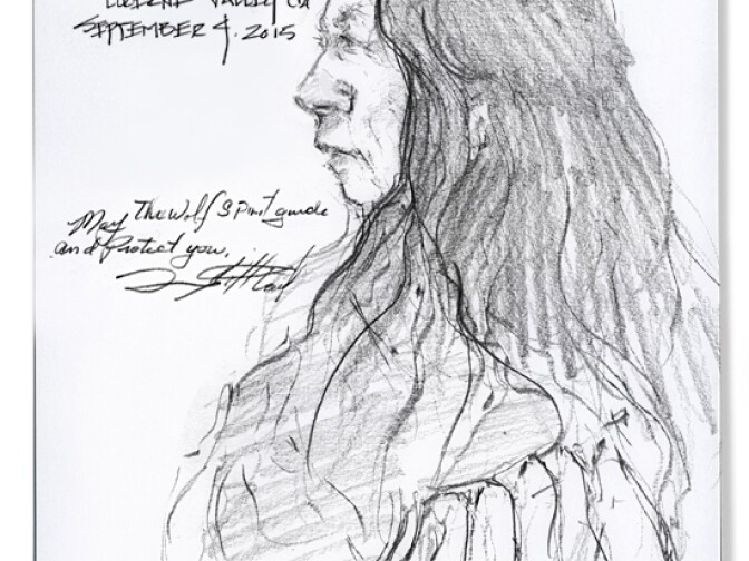 A sketch of Tonya Littlewolf.