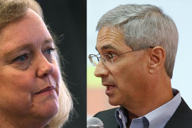 Republican gubernatorial candidates Meg Whitman and Steve Poizner.