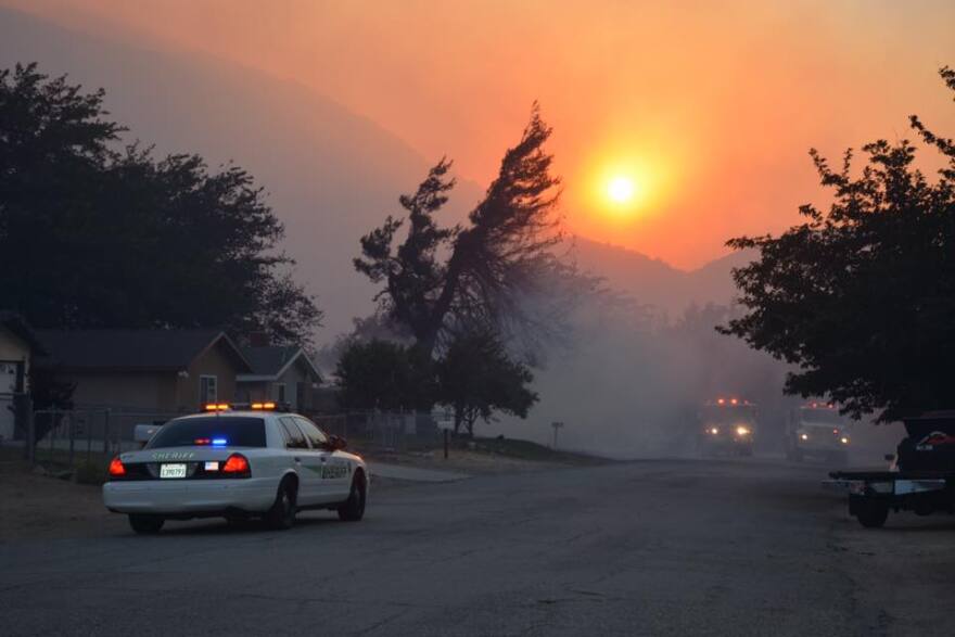 A photo from the Kern County Fire Department shows a new wildfire that broke out late Thursday, June 23, 2016, quickly tearing through dozens of homes and prompting evacuations.