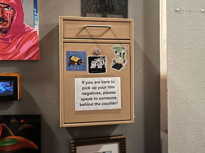 a picture of the drop box inside the Frida Cinema for the Harvey Film Lab.